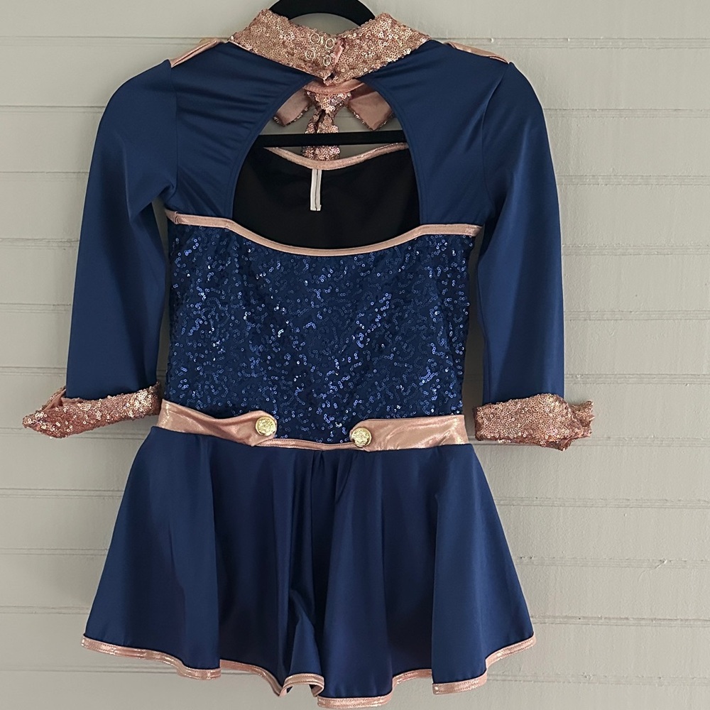 Weissman Navy and Rose Gold Sequin Dance Costume - Picture 7 of 10